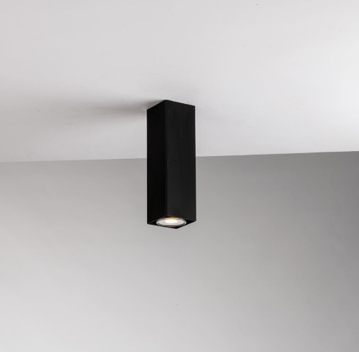 Immagine di Faretto Da Soffitto Quadrato 20 cm Nero Senza Incasso Led GU10 Fluke PLQ Fan Europe