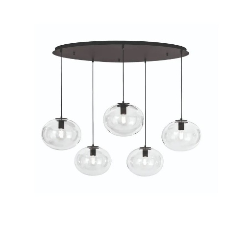 Immagine di Lampadario Con Pendenti Vetro Trasparente 5 Luci Per Sala Da Pranzo Galaxy Luce Ambiente Design