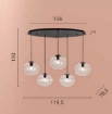 Immagine di Lampadario Con Pendenti Vetro Trasparente 5 Luci Per Sala Da Pranzo Galaxy Luce Ambiente Design