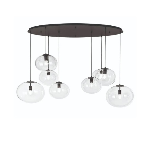 Picture of Lampadario Grande Bocce Vetro Trasparente 8 Luci Per Soggiorno Galaxy Fan Europe