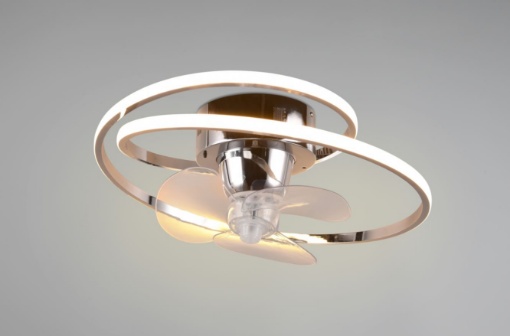 Immagine di Plafoniera Led Ventilatore Spirale Cromo 2700k - 6500k Molteplici Funzioni Umea Trio Lighting 