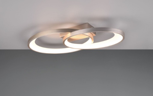 Immagine di Plafoniera Applique Malaga Doppio Cerchio Nichel Led 3000k Trio Lighting 