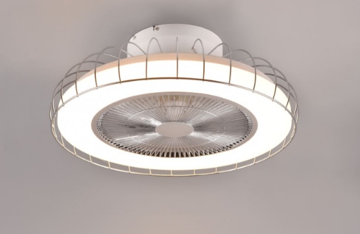 Immagine di Plafoniera a Ventilatore Gabbia Metallo Cromo Led con Tecnologia Wiz 2700k - 6500k Sandfjord Trio Lighting 