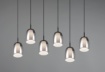 Immagine di Lampadario Nero per Soggiorno 6 Paralumi Doppio Vetro Fumé e Bianco Latte Barret Trio Lighting