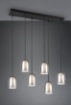 Immagine di Lampadario Nero per Soggiorno 6 Paralumi Doppio Vetro Fumé e Bianco Latte Barret Trio Lighting