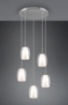 Immagine di Lampadario Rotondo 5 Paralumi Doppio Vetro Trasparente e Bianco Latte Barret Trio Lighting 