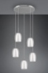 Immagine di Lampadario Rotondo 5 Paralumi Doppio Vetro Trasparente e Bianco Latte Barret Trio Lighting 