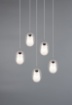 Immagine di Lampadario Rotondo 5 Paralumi Doppio Vetro Trasparente e Bianco Latte Barret Trio Lighting 