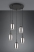 Immagine di Lampadario Nero Rotondo 5 Luci Doppio Vetro Fumé e Bianco Latte Barret Trio Lighting