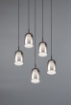 Immagine di Lampadario Nero Rotondo 5 Luci Doppio Vetro Fumé e Bianco Latte Barret Trio Lighting