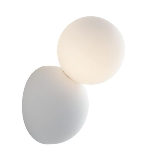 Immagine di Applique Da Parete Gesso Sfera Vetro Bianco Moderna Kiss Luce Ambiente Design