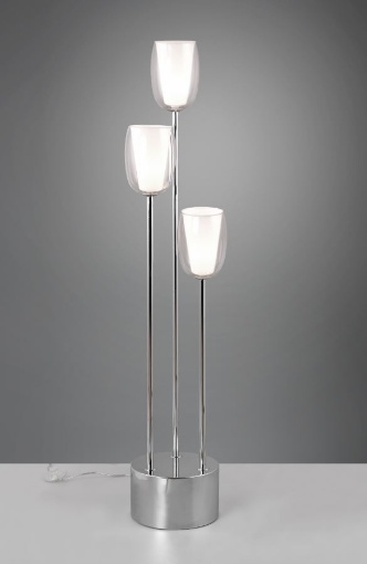 Immagine di Piantana Moderna Cromo 3 Paralumi Doppio Vetro Trasparente e Bianco Latte Barret H140 cm Trio Lighting