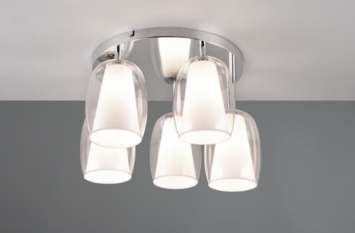 Picture of Plafoniera Cromo 5 Luci Doppio Vetro Trasparente e Bianco Latte Barret Ø48 cm Trio Lighting