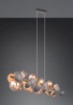 Immagine di Lampadario Design Bolle Antracite e 10 Paralumi Vetro Ambra Bubble Trio Lighting