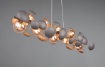 Immagine di Lampadario Design Bolle Antracite e 10 Paralumi Vetro Ambra Bubble Trio Lighting