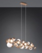 Immagine di Grande Sospensione Design Sfere Metallo Oro e 10 Paralumi Vetro Bianco Bubble Trio Lighting 