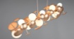 Immagine di Grande Sospensione Design Sfere Metallo Oro e 10 Paralumi Vetro Bianco Bubble Trio Lighting 