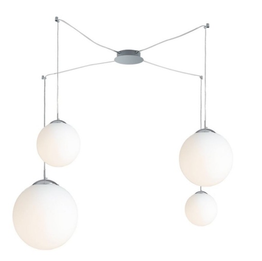 Immagine di Lampadario Decentrato Sfere Pendenti Vetro Bianco Per Soggiorno City S4 Luce Ambiente Design