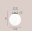 Picture of Plafoniera Sfera Vetro Bianco 30 cm Moderna City Luce Ambiente Design