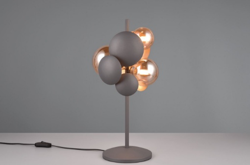 Immagine di Lumetto Antracite Decorativo con Paralumi Sfere Vetro Ambra 3xG9 Bubble Trio Lighting