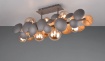 Immagine di Grande Plafoniera Design Cerchi Antracite e 8 Paralumi Vetro Ambra Bubble Trio Lighting 