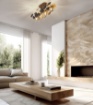 Picture of Plafoniera Design Cerchi Oro e 8 Paralumi Vetro Ambra Bubble Trio Lighting 