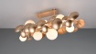 Immagine di Plafoniera Design Cerchi Oro e 8 Paralumi Vetro Ambra Bubble Trio Lighting 