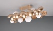 Immagine di Plafoniera Design Cerchi Oro e 8 Paralumi Vetro Ambra Bubble Trio Lighting 