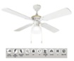 Immagine di Ventilatore Da Soffitto Bianco 4 Pale Con Luce Comando A Catena Gemini Perenz