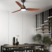 Immagine di Ventilatore Soffitto Nero Noce 132 cm Led Luce Regolabile CCT Con Telecomando Pegaso Perenz