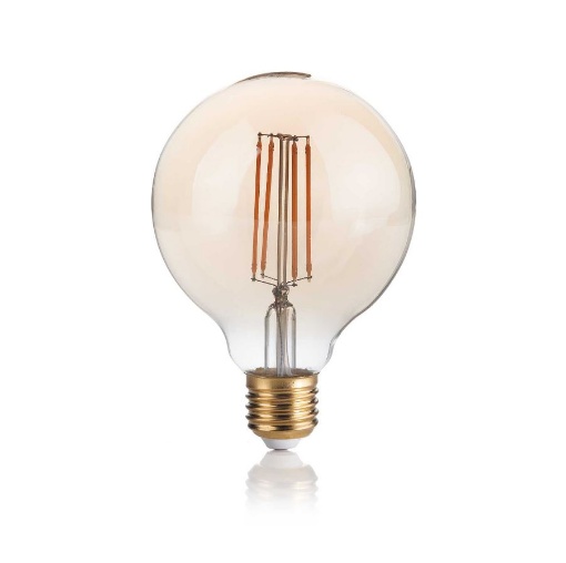 Immagine di Lampadina E27 Vintage Globo Vetro Ambra Ø9,5 Led 4w 2200K Luce Calda Ideal Lux