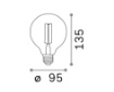 Immagine di Lampadina E27 Vintage Globo Vetro Ambra Ø9,5 Led 4w 2200K Luce Calda Ideal Lux