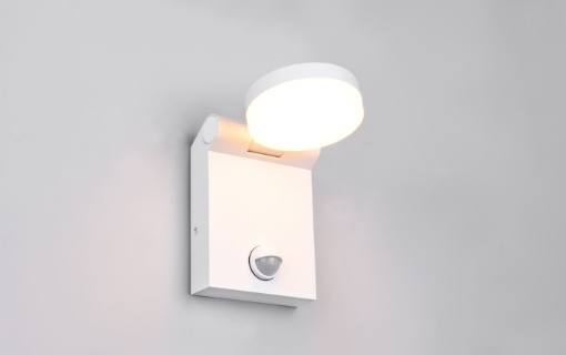 Immagine di Applique IP44 Led Inclinabile con Dip Switch e Sensore Movimento Adour Bianca Trio Lighting