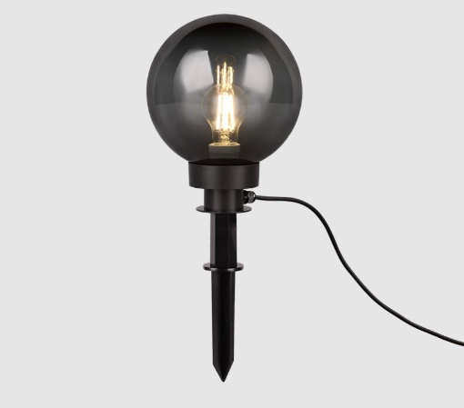 Immagine di Picchetto da Giardino Nero con Sfera Fumé Ø20 cm Bolo IP44 Trio Lighting