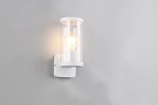 Immagine di Applique Ingresso Bianco con Diffusore Cilindro Trasparente 1xE27 Bonito IP44 Trio Lighting 