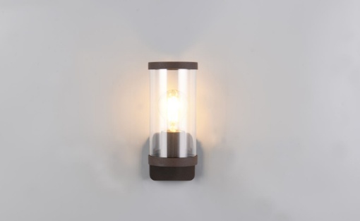 Immagine di Lampada Montatura Ruggine con Paralume Cilindrico Trasparente 1xE27 Bonito IP44 Trio Lighting 