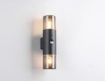 Immagine di Applique Ingresso Cilindro Nero Emissione Luce Sopra e Sotto Hoosic con Sensore Movimento IP44 Trio Lighting 