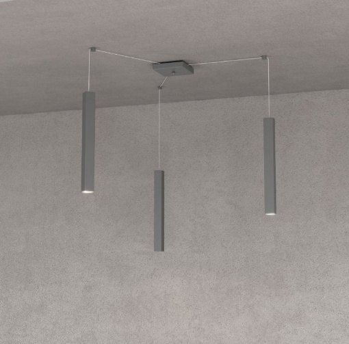 Immagine di Lampadario Decentrato Tre Pendenti Squadrati Per Soggiorno Tube Led GU10 Top Light