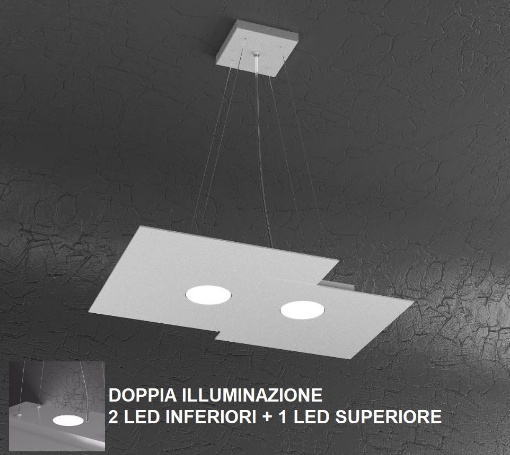 Immagine di Lampadario Moderno Per Cucina Doppia Illuminazione Led Gx53 Plate 1129 S2R+1 Top Light