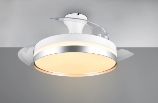 Immagine di Ventilatore Rotondo Titanio con Pale a Scomparsa e Led Dimmer 2700k - 6500k Lindberg Trio Lighting