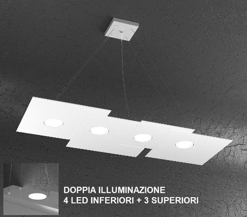 Immagine di Lampadario Led Gx53 Luminoso Biemissione Design Moderno Per Cucina Plate Top Light