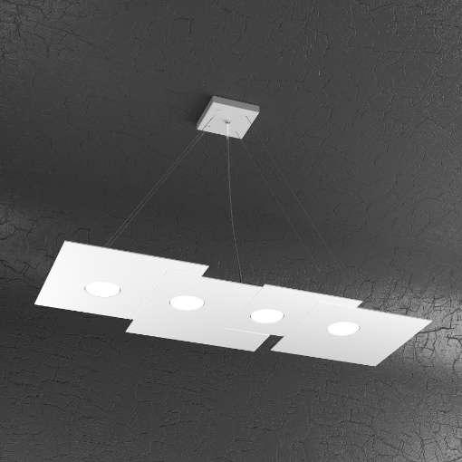 Immagine di Lampadario A Sospensione Moderno Per Tavolo Pranzo 4 Luci Led Gx53 Plate 1129 S4R Top Light