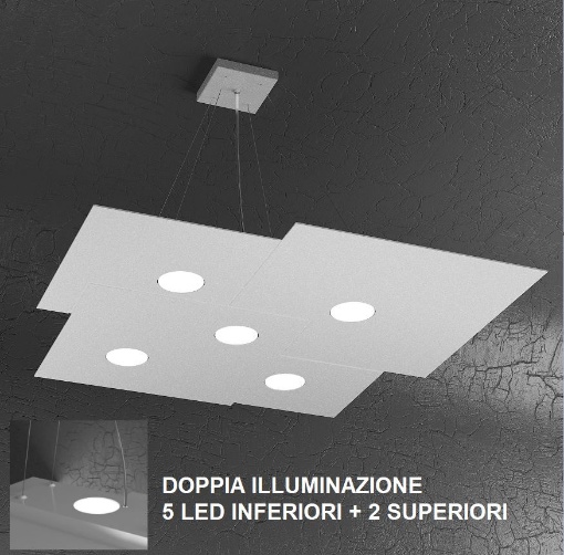 Picture of Lampadario Da Soggiorno Doppia Luce Led Gx53 Design Squadrato Plate Top Light