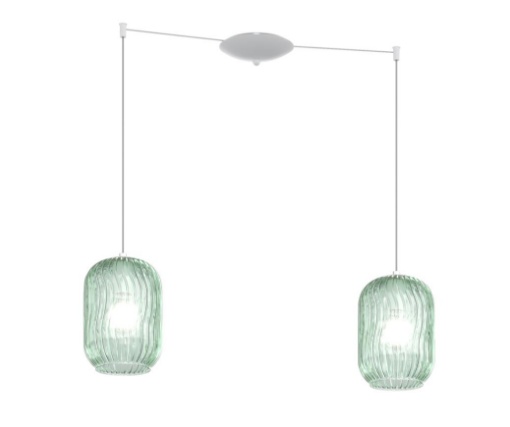 Immagine di Lampadario Moderno 2 Luci Lampade Decentrate In Vetro Rigato Tender 1181 Top Light