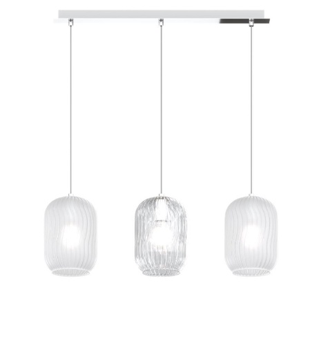 Immagine di Lampadario Moderno Binario Tre Luci Per Tavolo Vetri Rigati Tender 1181 Top Light