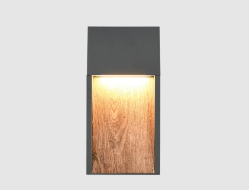 Immagine di Lampada da Parete Outdoor Salmon Antracite con Effetto Legno Led IP44 Trio Lighting