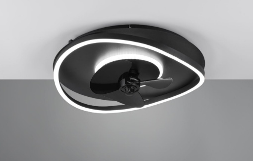 Immagine di Plafoniera Ventilatore Nero Led Dimmer 2700k - 6500k Molteplici Funzioni Sortland Trio Lighting