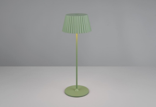 Immagine di Lumetto Verde Pistacchio Paralume Plissettato Led Touch con Ricarica a Induzione IP44 Suarez Trio Lighting