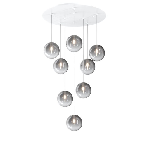 Immagine di Lampadario Da Soggiorno Grappolo Sfere Vetro Colorato 8 Luci Eclipse 1184BI/S8T Top Light