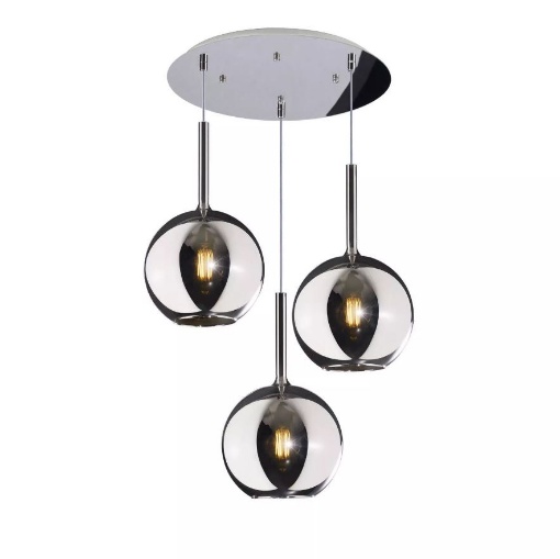 Immagine di Lampadario Per Soggiorno A Sospensione Tre Luci Sfere Vetro Future 1155 S3TG Top Light